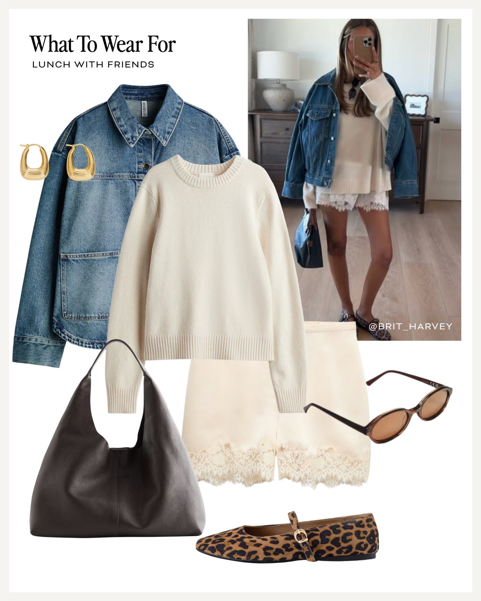 Lunch with friends 🍝 

Lace shorts, spring summer outfit, leopard print flats, denim jacket 

#LTKspring #LTKsummer #LTKuk