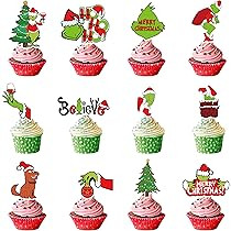 Eartim 36Pcs Christmas Cupcake Toppers Red and Green Merry Christmas Bottle Cupcake Decorations Food | Amazon (US)
