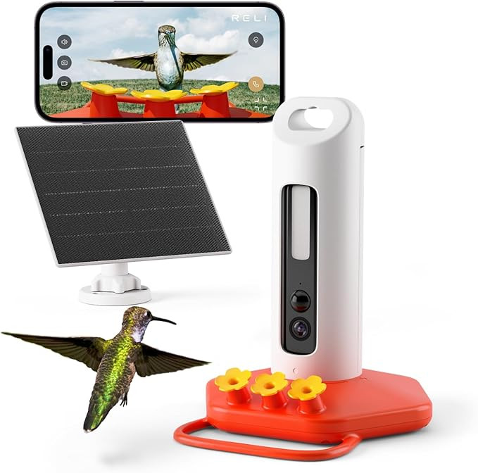 RELI Birddy® Smart Hummingbird Feeder with Camera Solar Powered, Auto Capture & Identify Bird Sp... | Amazon (US)