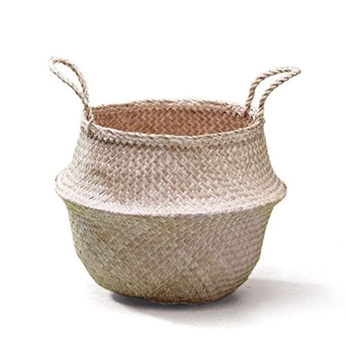 Sosibon Large Seagrass Belly Basket With Handles For Storage (Natural) | Amazon (US)