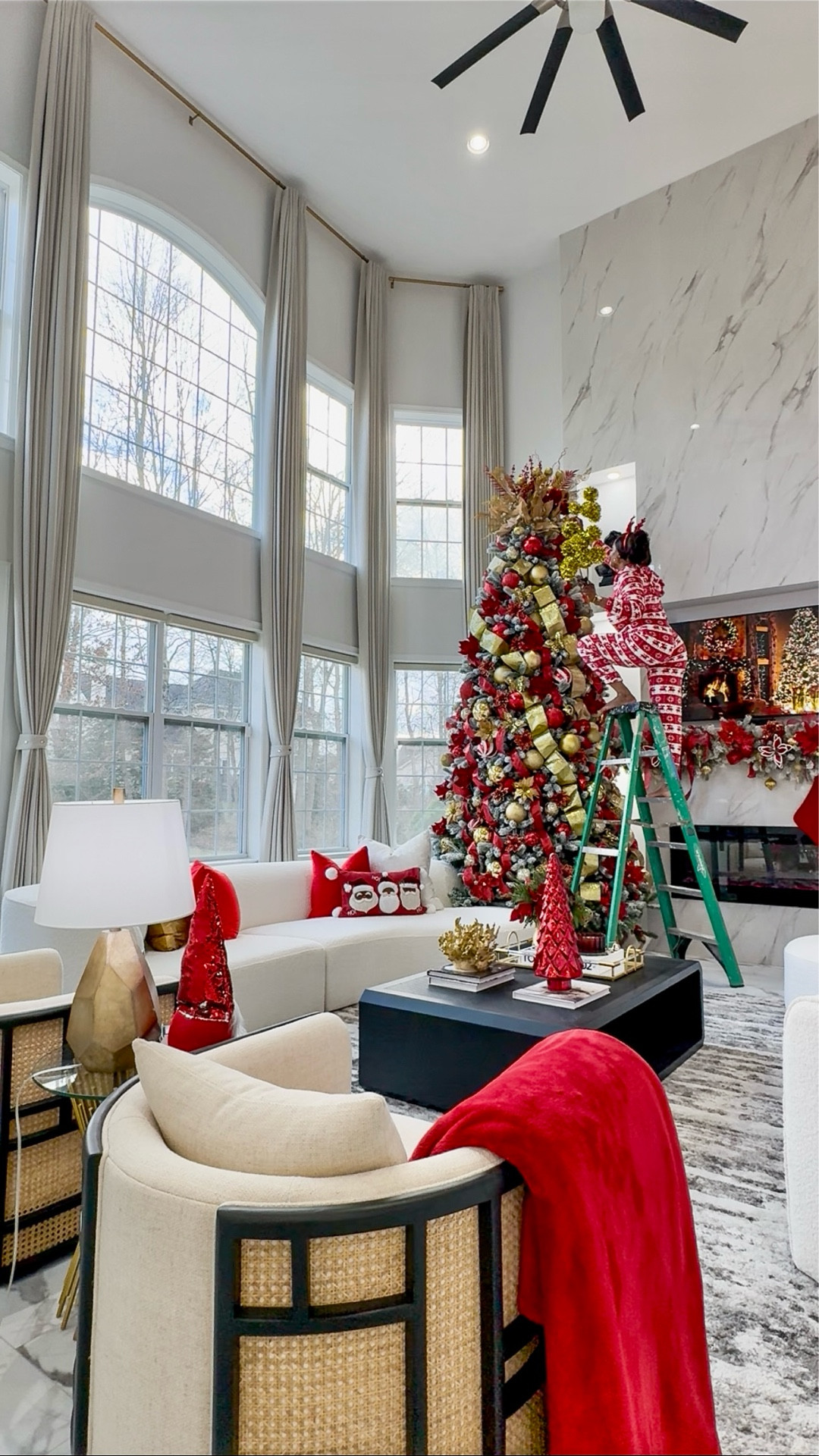 The look of a Traditional Christmas color palette is honestly the best. Don’t know why I’m just trying this out now 🤷‍♀️ but absolutely love how it turned out in our livingroom. 
Imagine doing all this to have your Christmas decor up for 2wks, No ma’am 😂 
#holidaydecorations #christmasholiday #interiordesign 

#LTKHome #LTKHoliday #LTKSeasonal