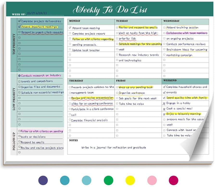 Weekly To Do List Notepad with 52 Tear Off Sheets（8.5"×11"）- Undated Weekly Desk Planner for... | Amazon (US)