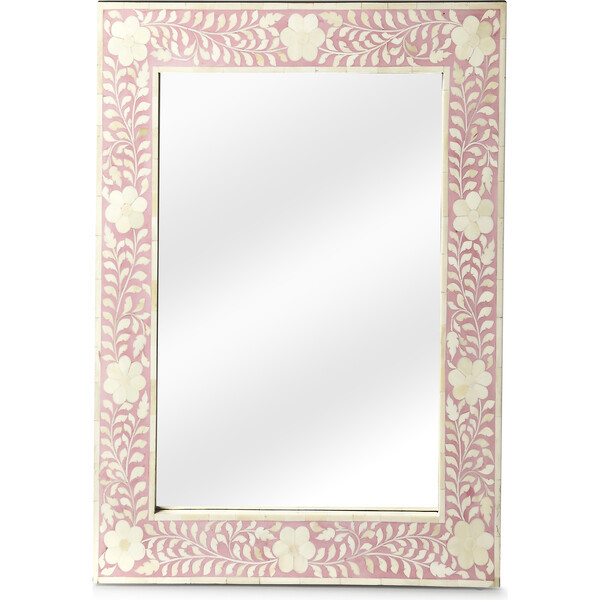 Vivienne Bone Inlay Wall Mirror, Pink | Maisonette