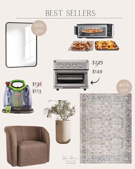 Best Sellers 
Cuisinart air fryer toaster / indoor/outdoor planter / ninja digital air fryer oven / metal rounded rectangle wall mirror / channeled curved back accent chair / bissel proheat portable deep cleaner / Becki Owens x Livabliss darling area rug 

#LTKhome #LTKSeasonal #LTKsalealert