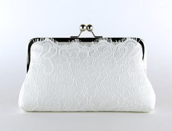 Ivory Lace Bridal Clutch, Silk Clutch,  Bridesmaid Gift, Wedding clutch | Etsy (US)