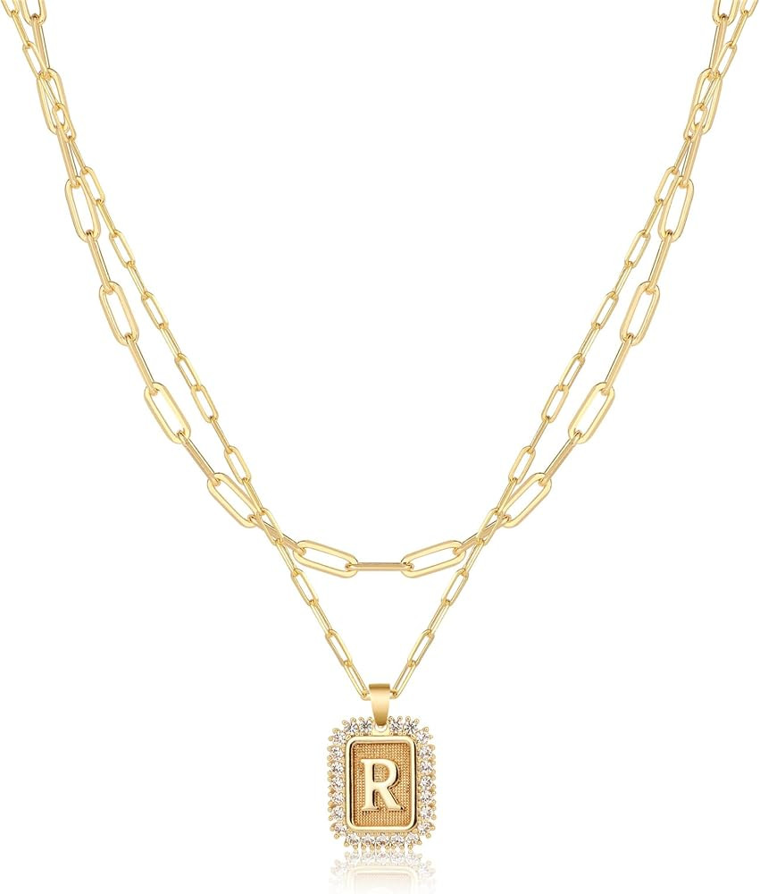 Layered Initial Necklace for Women Dainty Personalized Name Choker | Amazon (US)