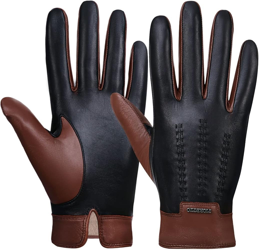 FIORETTO Mens Winter Genuine Leather Gloves Cashmere and Wool Lined Warm Touchscreen Leather Driv... | Amazon (US)