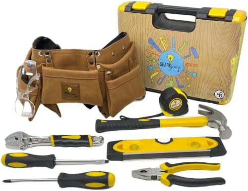 SparkJump Deluxe Kids Tool Set | Real Kids Tools | Kids Tools Set for Boys | Includes Kids Leathe... | Amazon (US)