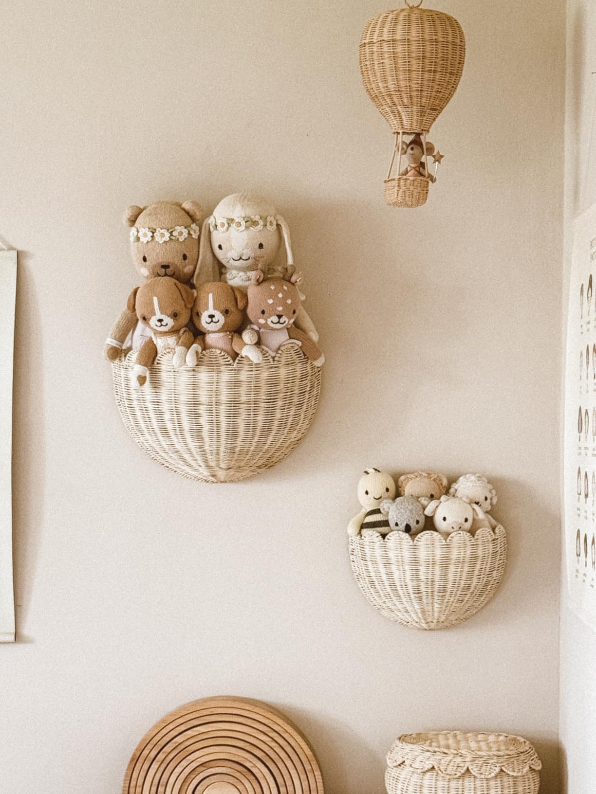 BEBE BASK The Original Scalloped Wicker Wall Basket \u2013 Set of 2 (16x10x7 In) | Amazon (US)