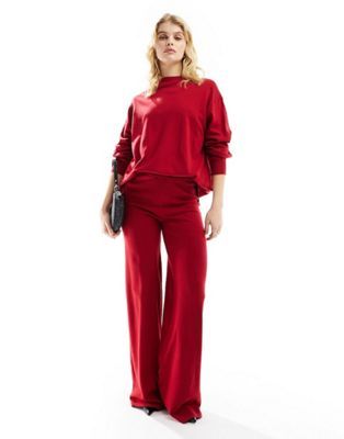 Mango oversized sweat and trouser set in red | ASOS (Global)