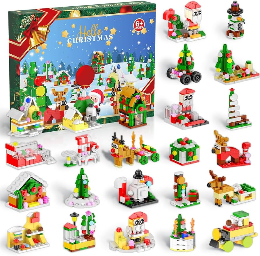 Advent Calendar 2023 - Xmas Themed Building Toys - 24 Days Christmas Countdown Calendar, Christma... | Amazon (US)
