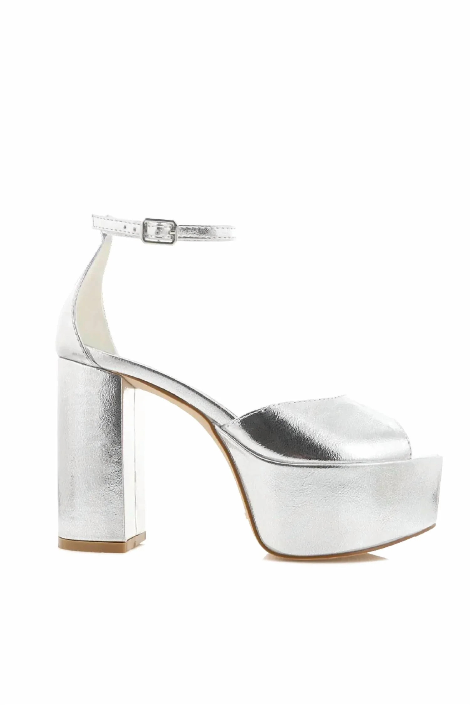 Romara Platform Heels In Silver Metallic | Shop Simon