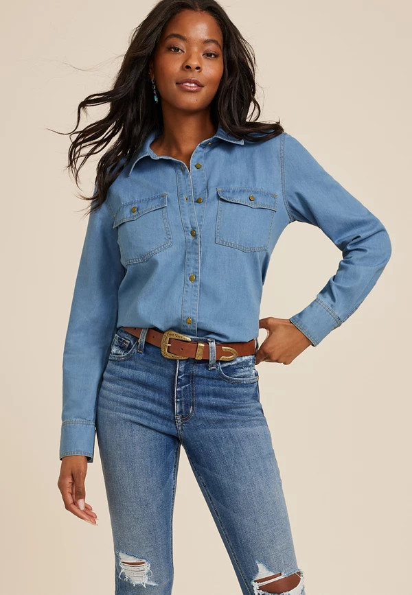 Utility Relaxed Button Up Shirt | Maurices