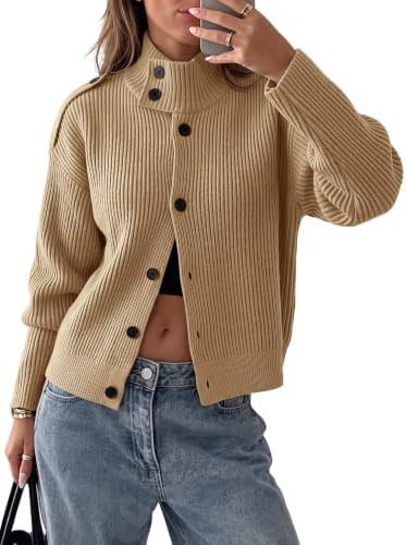 Saodimallsu Womens Button Cardigan Sweaters Fall Chunky Knit Jacket Top | Amazon (US)