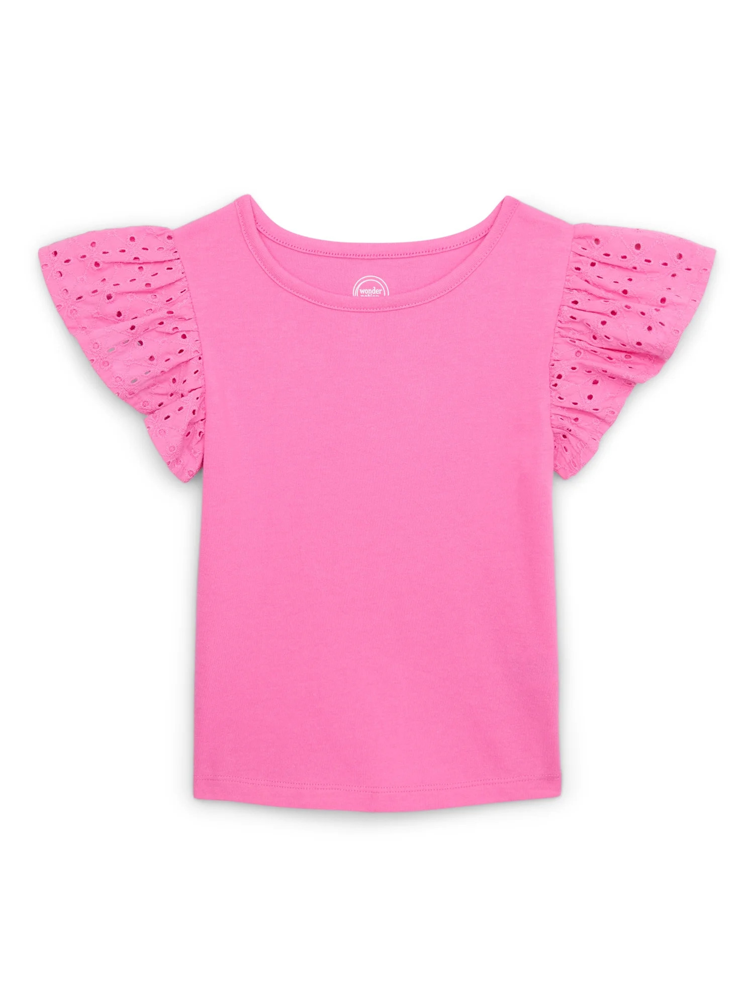 Wonder Nation Girls Eyelet Sleeve Top, Sizes 4-18 & Plus | Walmart (US)