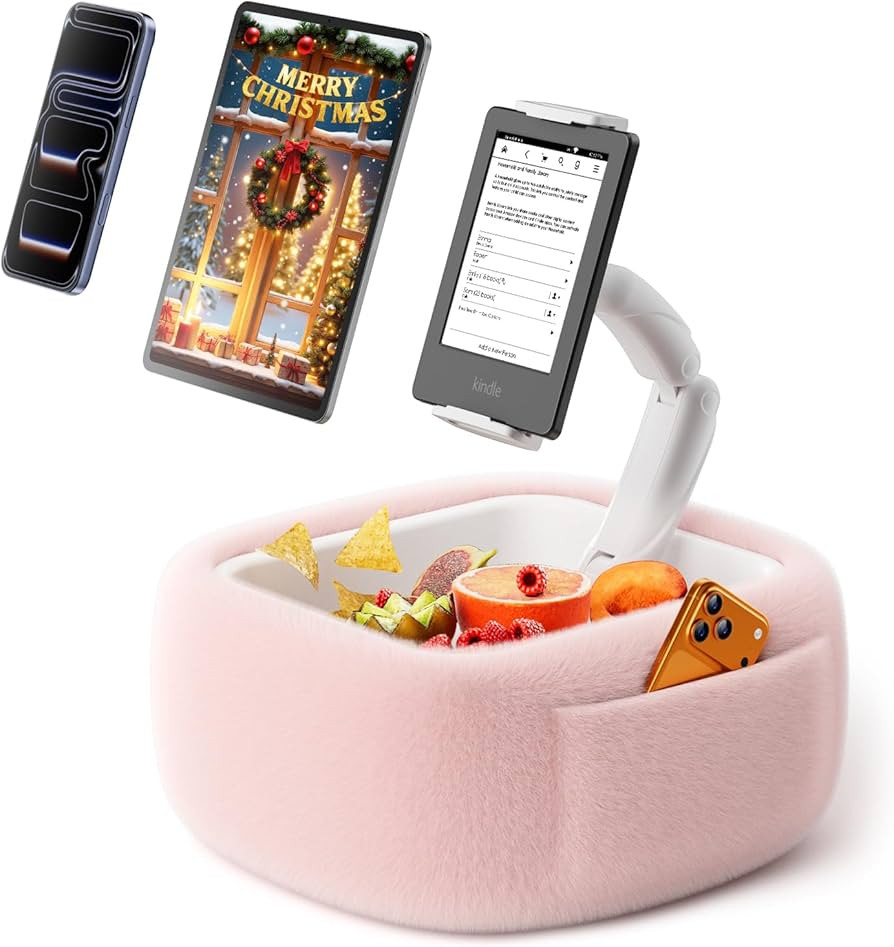 LULULOOK Ultra Fluffy Kindle Pillow Stand for Reading, Lap Tablet Pillow Stand with Snack Bowl & ... | Amazon (US)