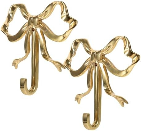 2Pcs Gold Bow Knot Hooks Brass Bow Wall Hook Metal Coat Hook Door Hanger Towel Hooks Hanger Decor... | Amazon (US)
