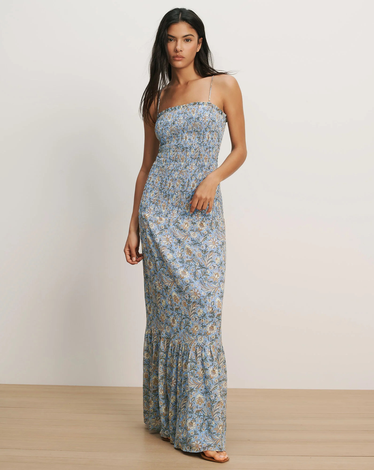 Clem Floral Maxi Dress in Blue Jay Multi | Veronica Beard | Veronica Beard