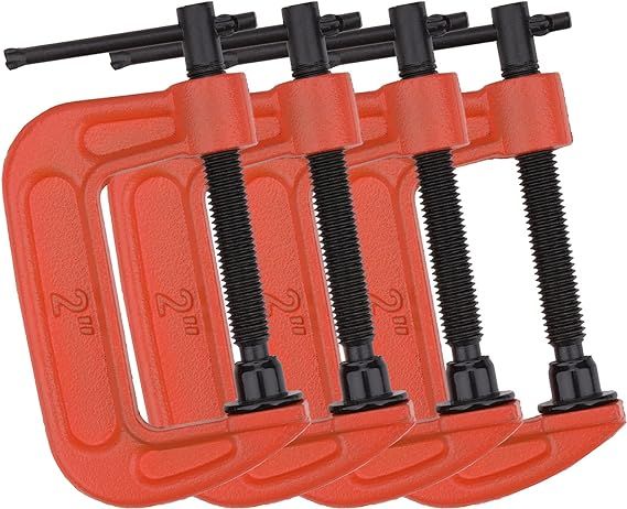 CEE 4 Pack 2 Inch C-Clamp Set, Heavy Duty G Clamps with 2 Inch Jaw Opening, 2 inch C Clamps with ... | Amazon (US)