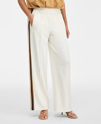 Women's Side-Stripe Wide-Leg Pants | Macy's