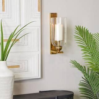 Litton Lane Gold Aluminum Single Candle Wall Sconce 042527 - The Home Depot | The Home Depot