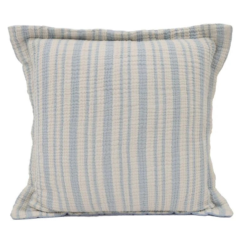 Better Homes & Gardens 20" x 20" Blue Gauze Summer Stripe Decorative Throw Pillow | Walmart (US)