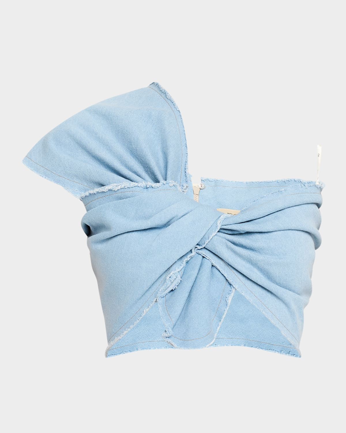 Sol Chambray Twist-Front Crop Top | Neiman Marcus