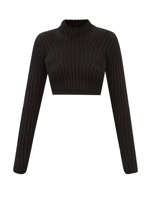 Tom Ford - Open-back Ribbed-knit Cropped Sweater - Womens - Black | Matches (US)