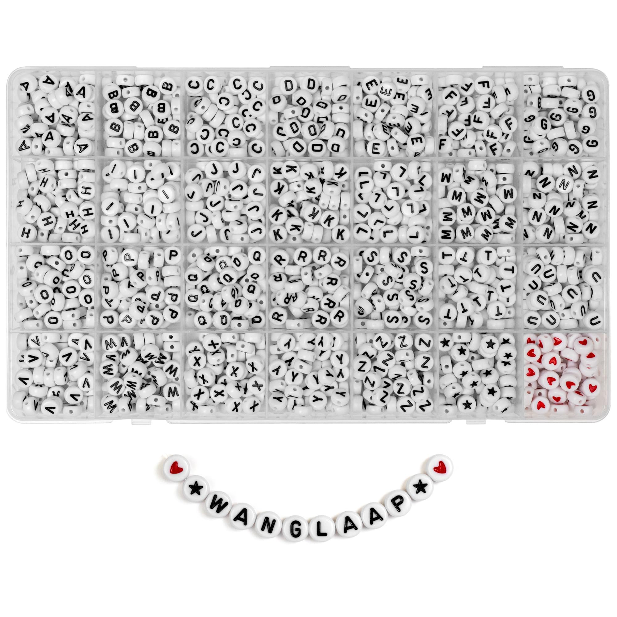 1450Pcs Letter Beads, Acrylic 4x7mm Round Alphabet A-Z and Red Heart Black Star Beads for Bracele... | Amazon (US)