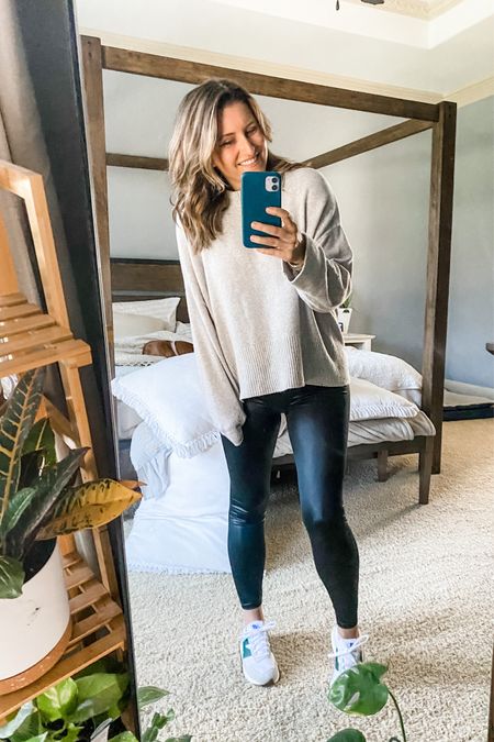 Leather leggings…not just for the club.
Super comfy Sunday Funday look with an oversized sweater, Spanx leggings, and sneaks.
Can’t beat this easy chic look for your weekend wrap-up.


#LTKSeasonal #LTKunder100 #LTKfit