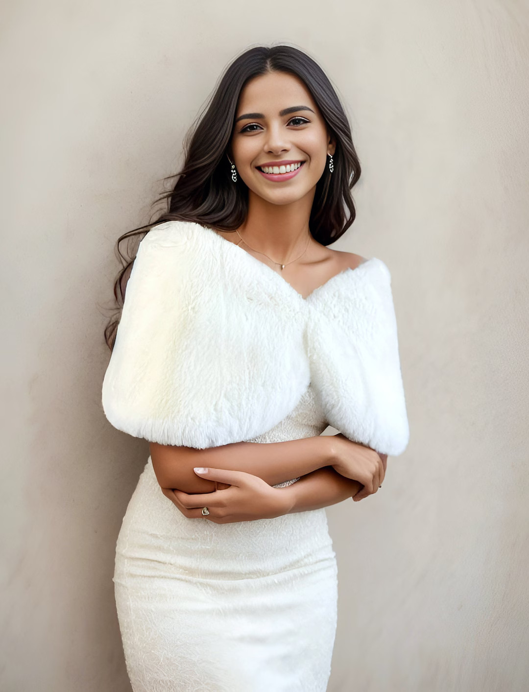 Ivory White Faux Fur Wrap / Shawl / Shrug / Wedding Fur / Bridesmaid Gifts, Bridal Faux Fur stol... | Etsy (US)