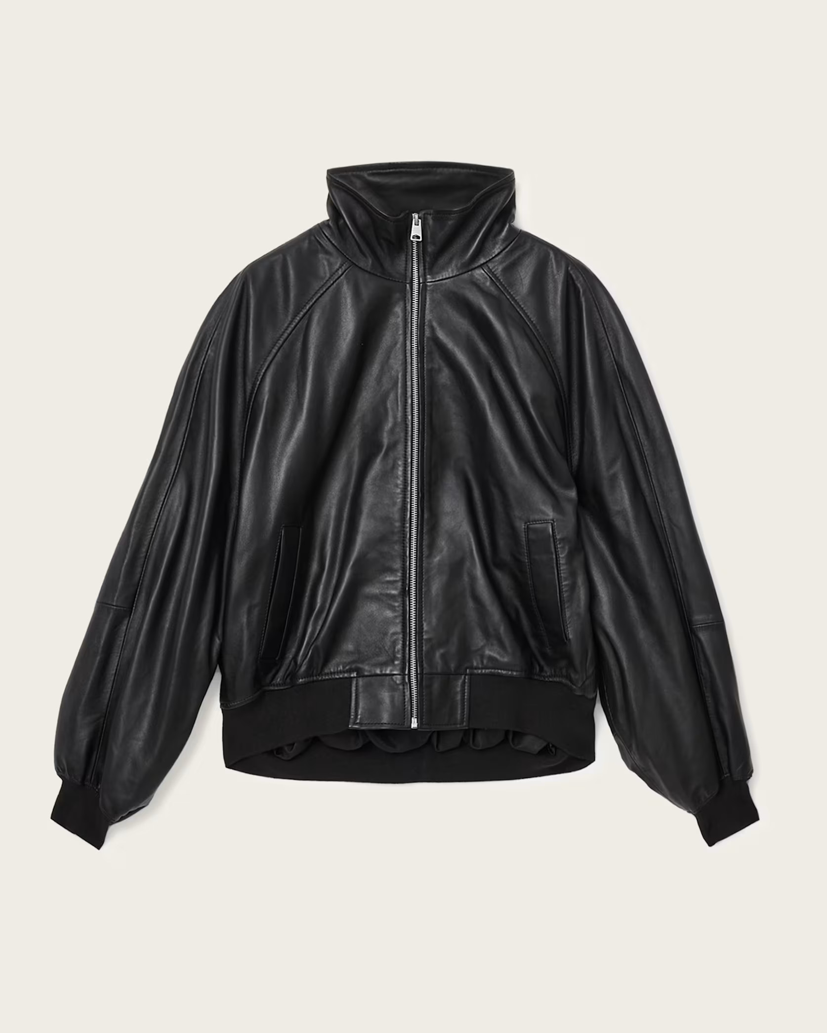 Felda Leather Bomber Jacket Black | ALLSAINTS | AllSaints UK