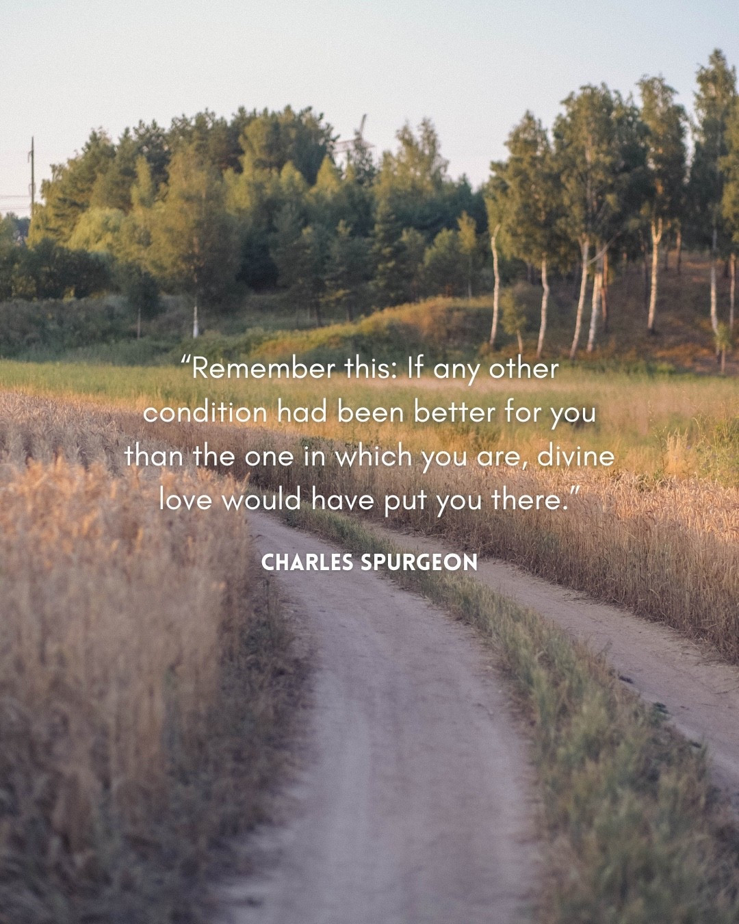 Excerpt from my favorite devotional  “Morning and Evening” by Charles Spurgeon: 
“Remember this: If any other condition had been better for you than the one in which you are, divine love would have put you there. You are placed by God in the most suitable circumstances, and if you could choose your lot, you would soon cry, "Lord, choose my heritage for me, for by my self-will I am pierced through with many sorrows." Be content with the things you have, since the Lord has ordered all things for your good. Take up your own daily cross; it is the burden best suited for your shoulder and will prove most effective to make you perfect in every good word and work to the glory of God.”

#LTKmorningroutine
