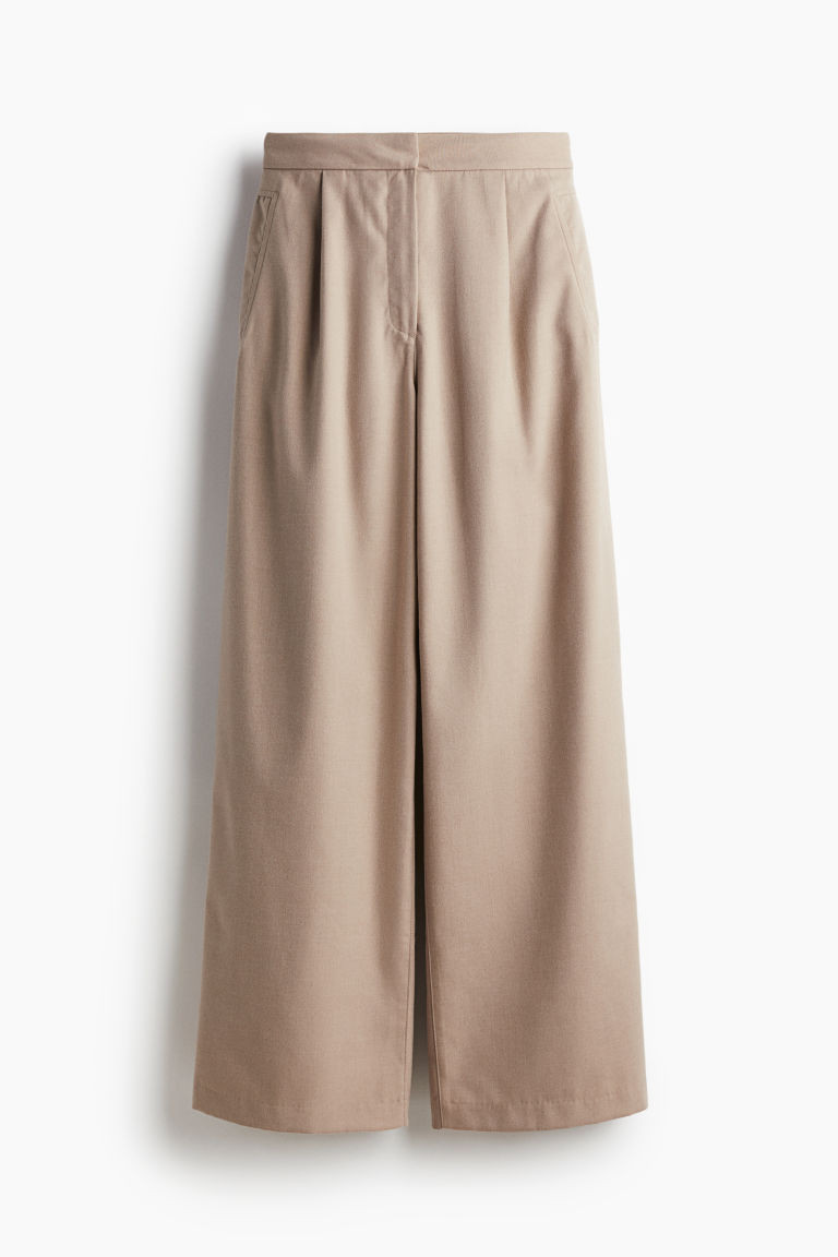 H & M - Wide-Leg Twill Pants - Beige | H&M (US + CA)