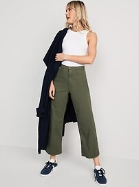 High-Waisted Wide-Leg Cropped Chino Pants | Old Navy (US)