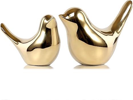 Small Birds Statues Gold Home Decor Modern Style Figurine Decorative Ornaments for Living Room, B... | Amazon (US)