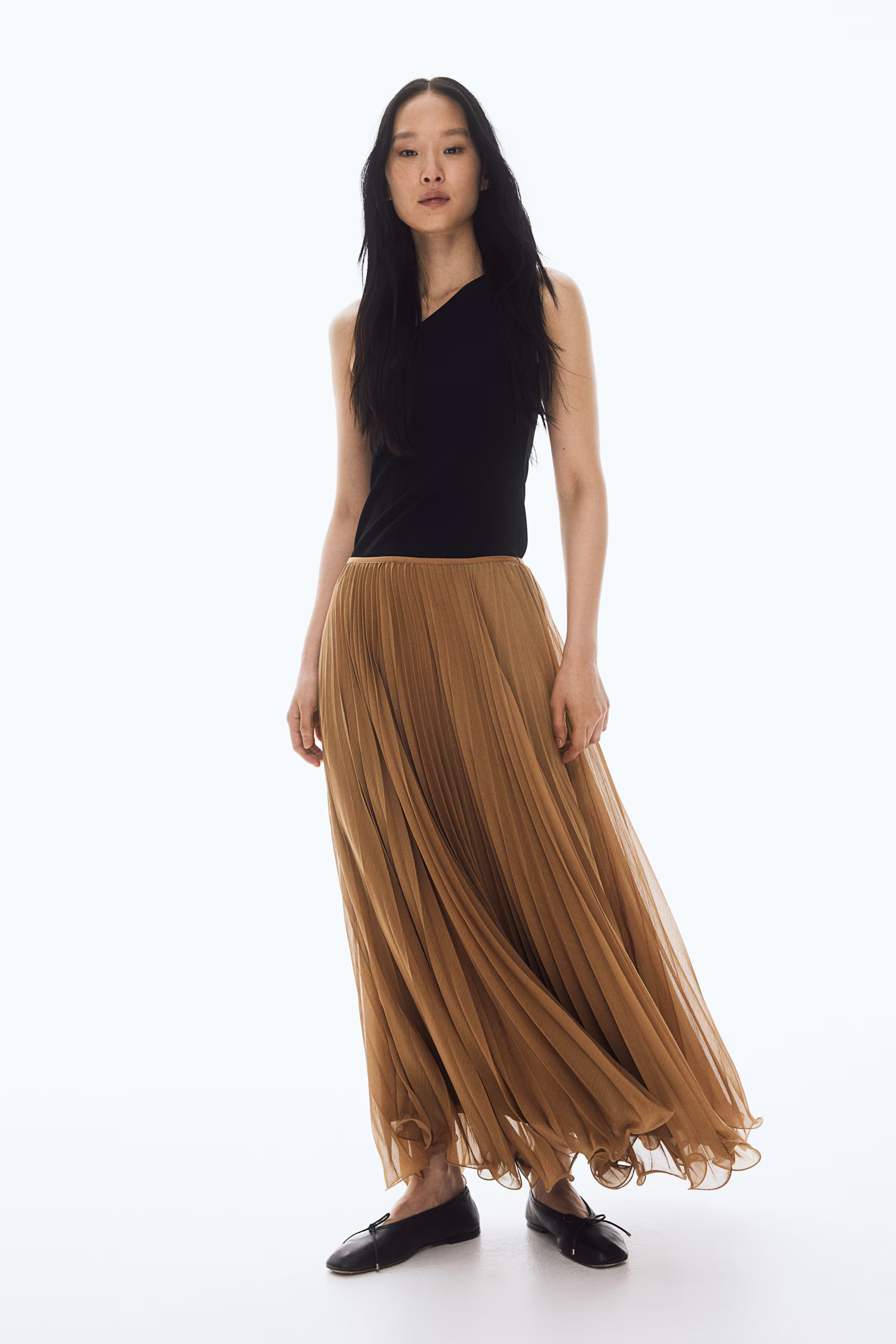 Sheer Pleated Skirt - Dark beige - Ladies | H&M US | H&M (US + CA)