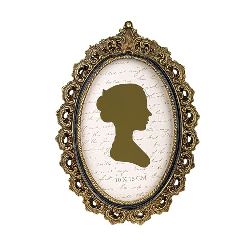 Sunlit Vintage Picture Frame 4x6 Inch, Oval Antique Photo Frames with Glass Front, Luxury Photo Display, Tabletop Wall Hanging, Gift Ideas, Gold and Black | Amazon (US)