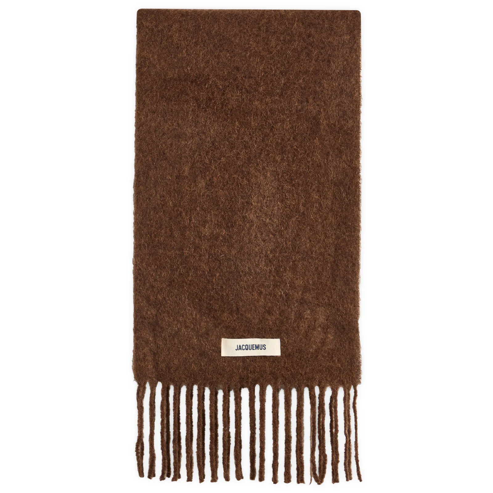 Jacquemus Men's Mohair Alpaca Grosgrain Logo Scarf in Brown | END. Clothing | END. Clothing