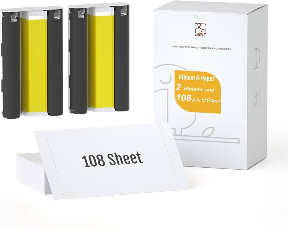 HPRT 4"X 6" Photo Paper 108 Sheets and Two Ribbons，Designed for CP4100/CP4000L Photo Printer | Amazon (US)