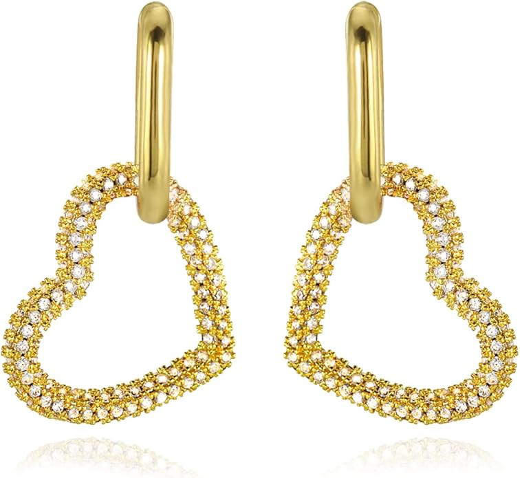 KOSE 14K Gold Huggie Hoop Earrings Heart | Paperclip | Pearl Drop and Dangle Earrings for women G... | Amazon (US)