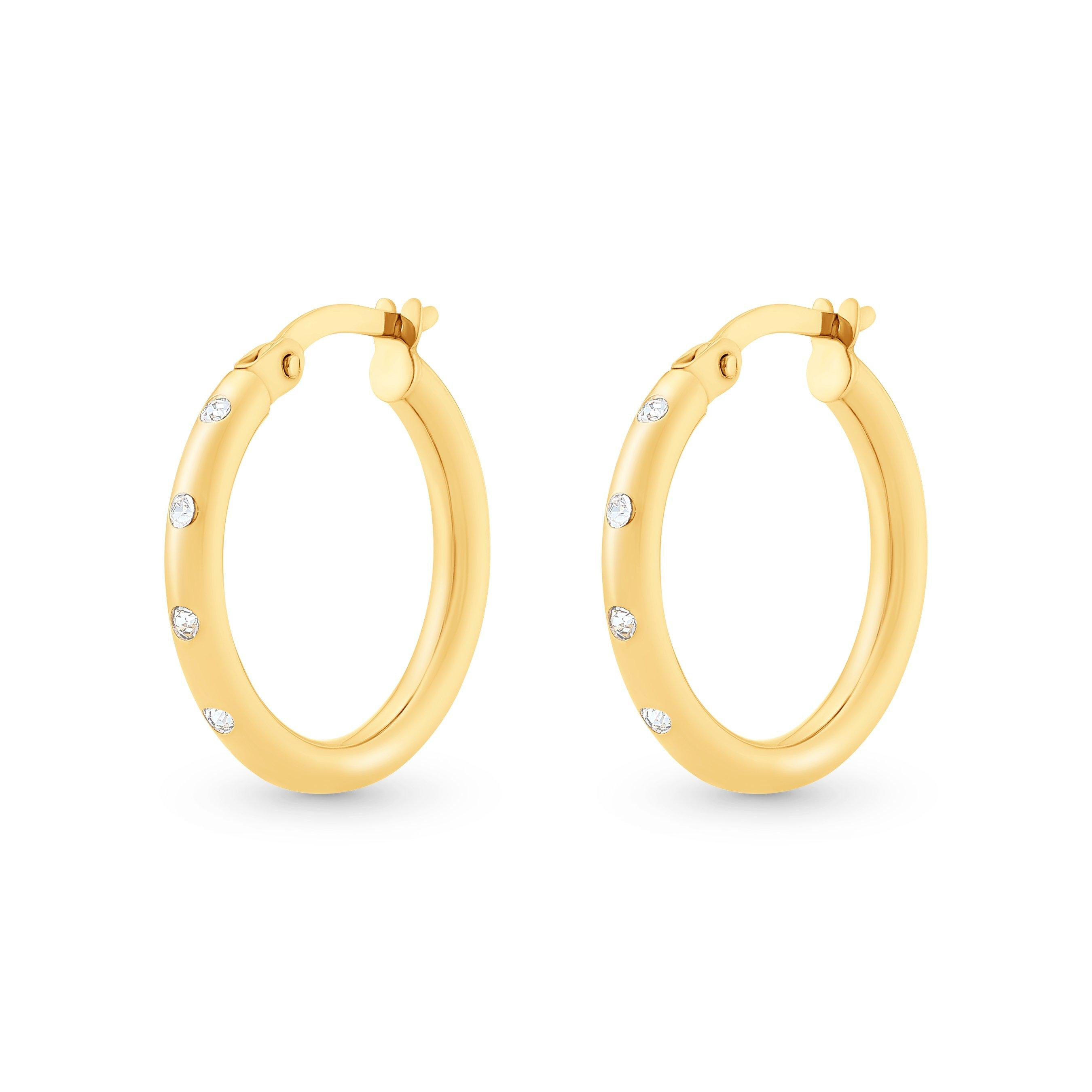 Beaverbrooks Sterling Silver 9ct Yellow Gold Cubic Zirconia Bonded Hoop Earrings | 0155834 | Beav... | Beaverbrooks
