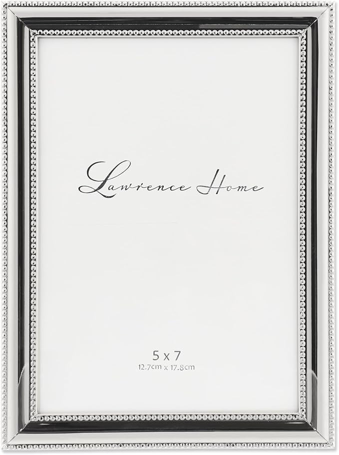 Lawrence Frames 510757 Metal Picture Frame Silver-Plate with Delicate Beading, 5 by 7-Inch | Amazon (US)