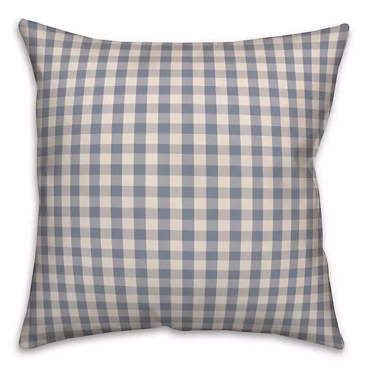 New! Blue and White Plaid Pillow | Kirkland's Home