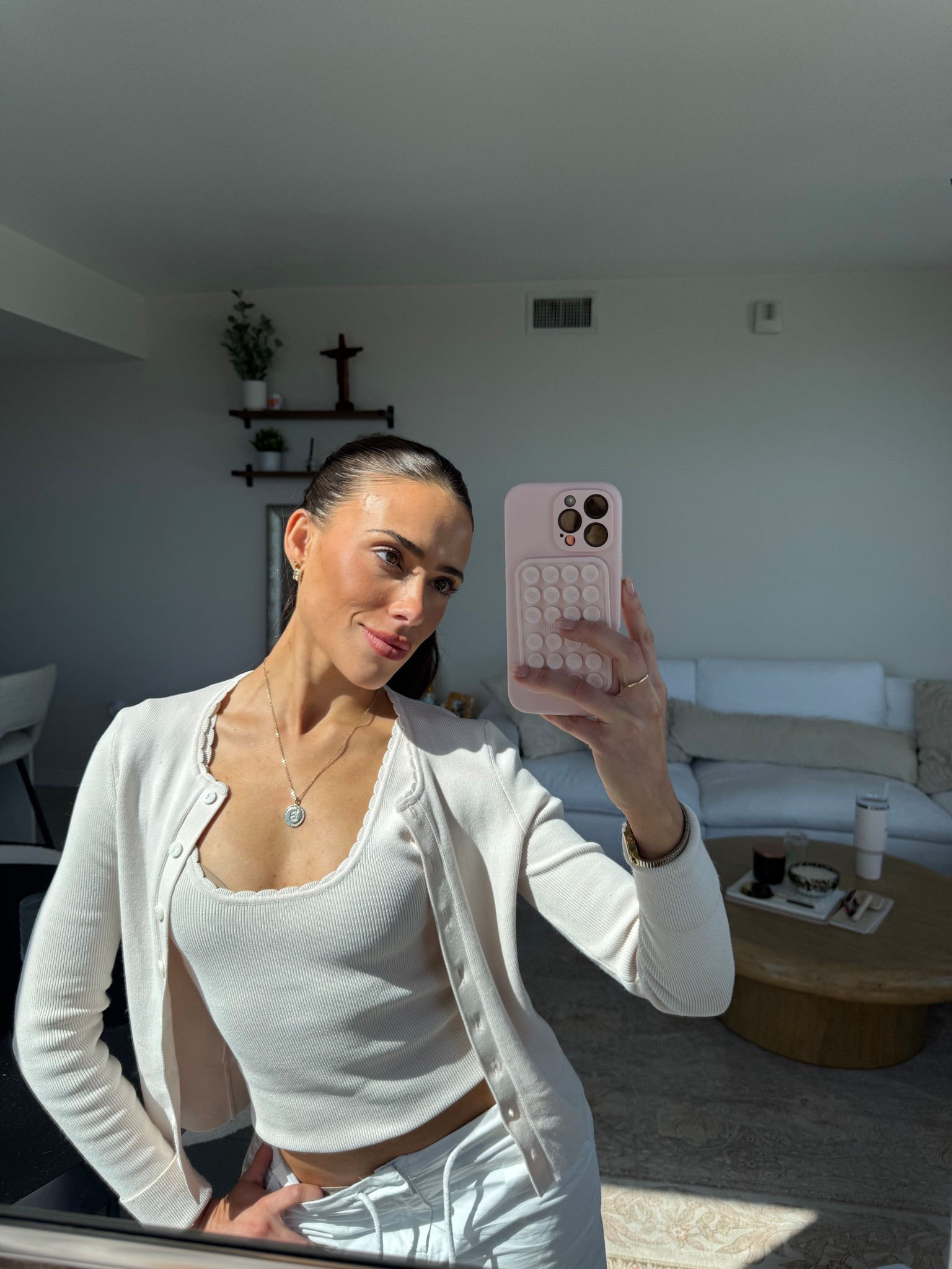 Light baby pink short and cardigan set 