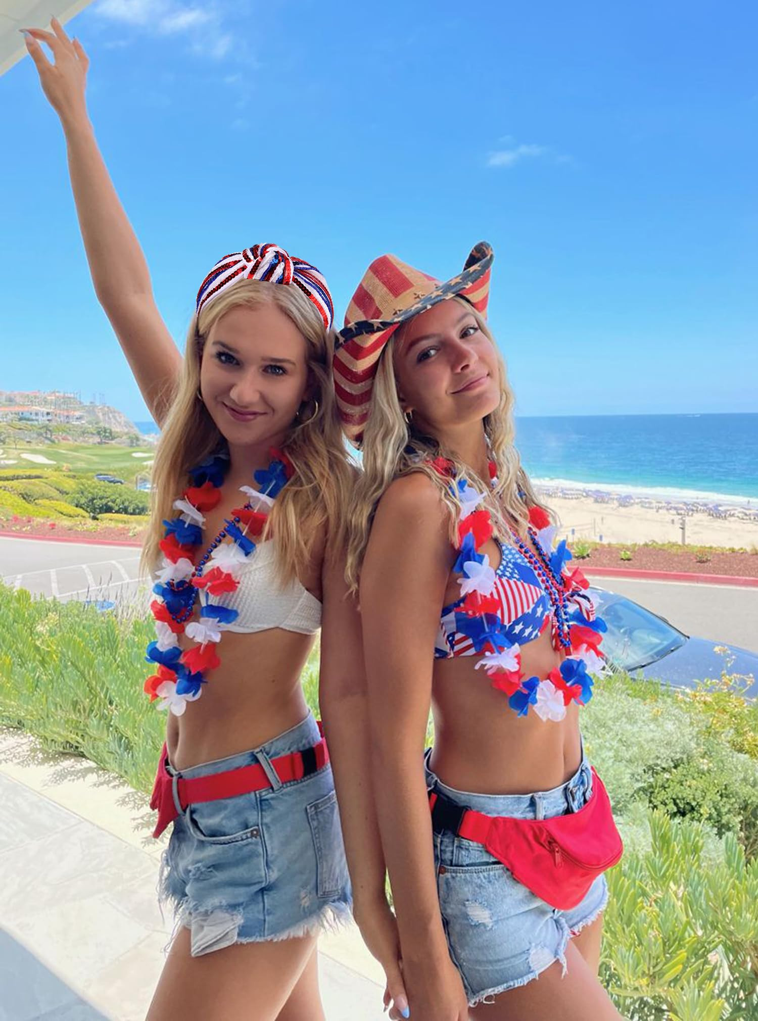 4 th of July Headband for Women Girls Fourth of July Knotted Headband Red White and Blue Sequin B... | Amazon (US)