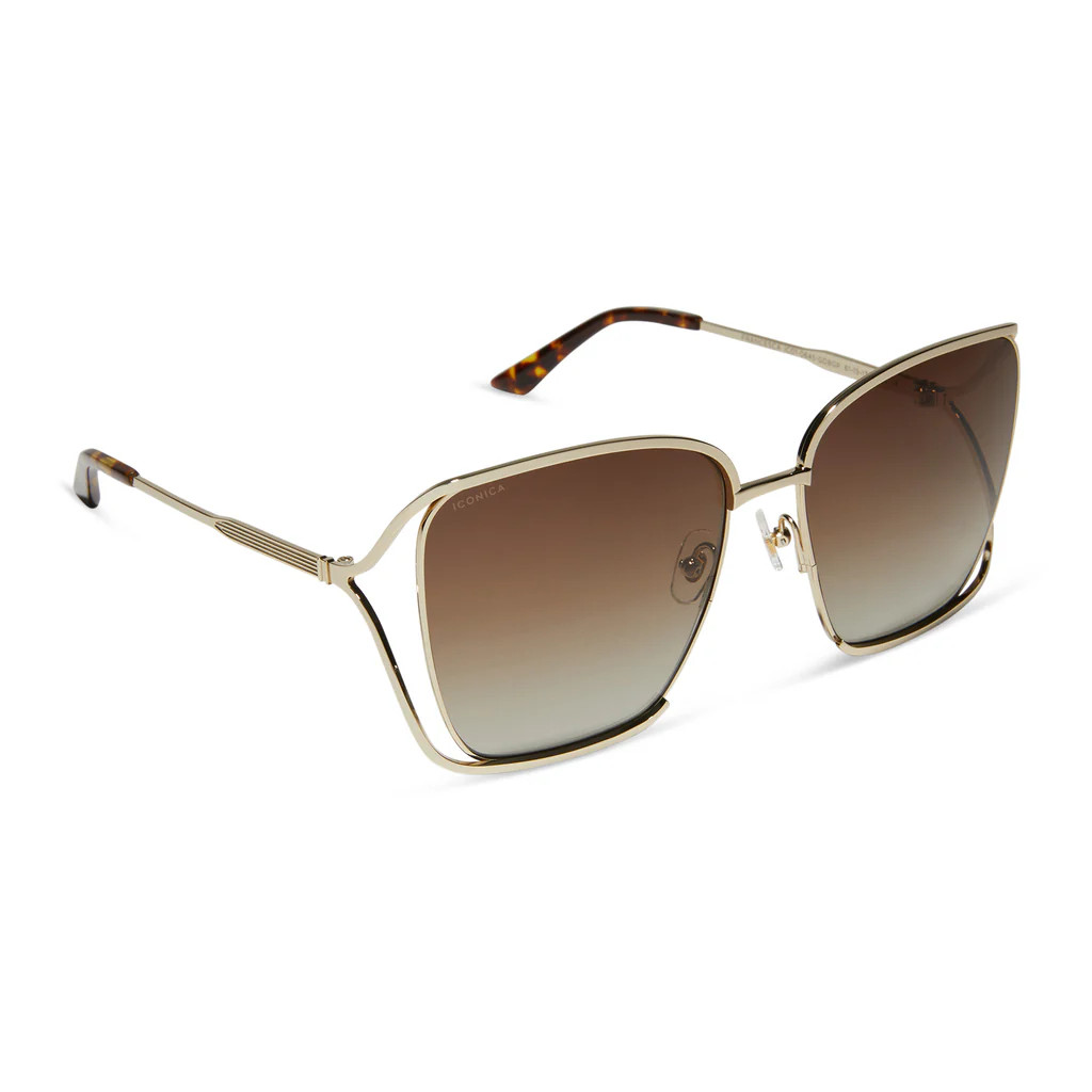 FRANCESCA - GOLD WITH DARK TORTOISE + BROWN GRADIENT POLARIZED SUNGLASSES | DIFF Eyewear