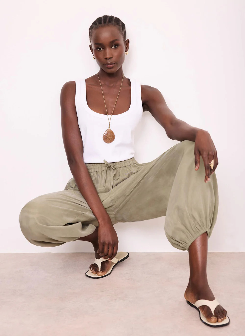 Khaki Balloon Trousers | Mint Velvet - US