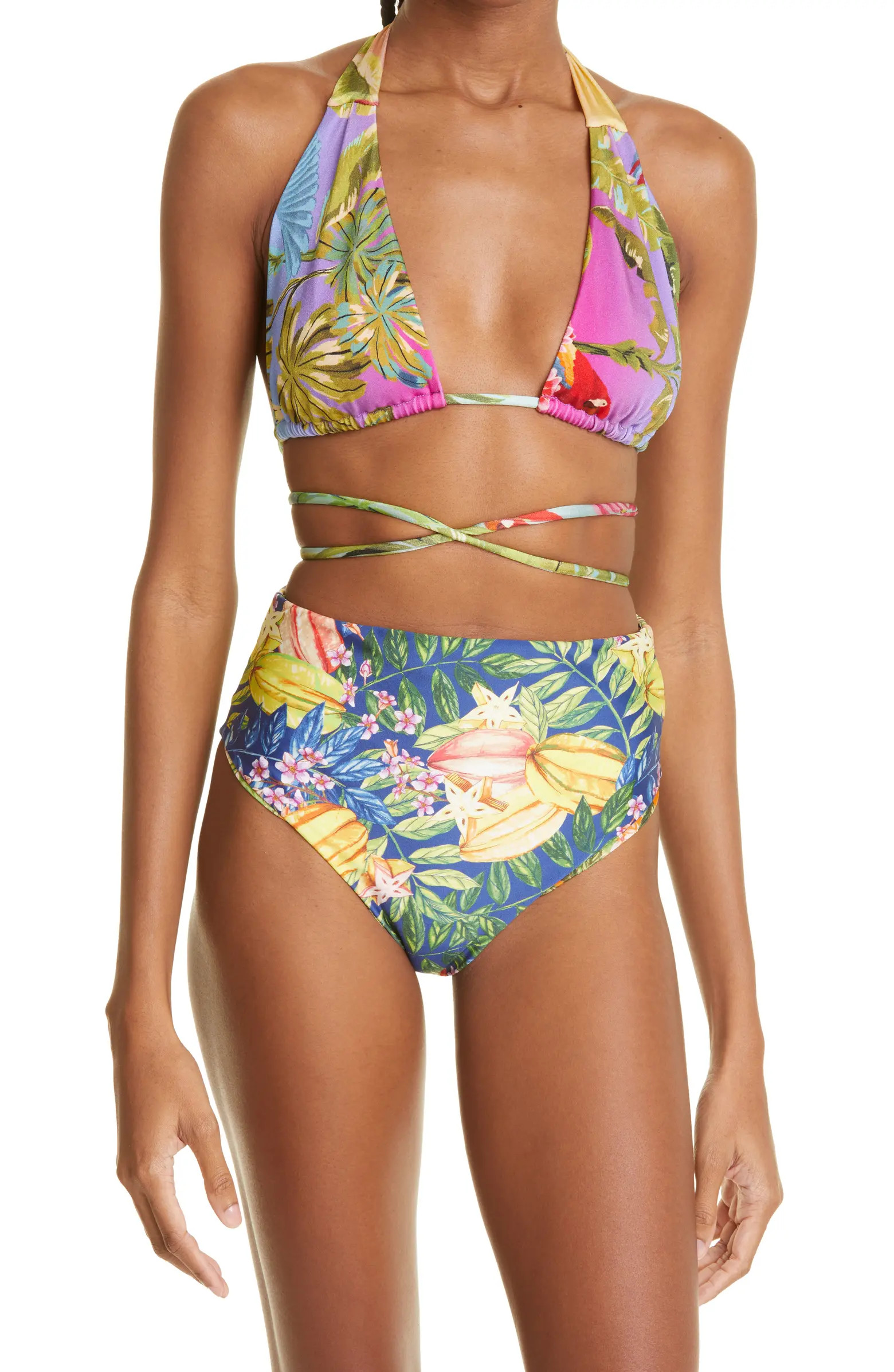 Ombré Forest Triangle Strappy Bikini Top | Nordstrom