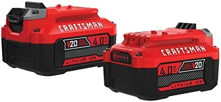 CRAFTSMAN V20 Lithium Ion Battery, 4.0-Amp Hour, 2 Pack (CMCB204-2) | Amazon (US)